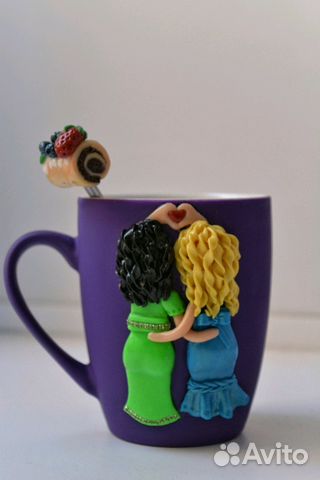 Кружка с декором из полимерной глины(комплект)