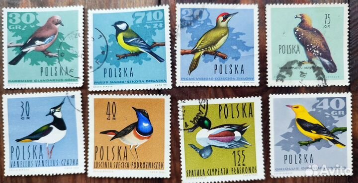 Марки бабочки, насекомые, птицы, олени