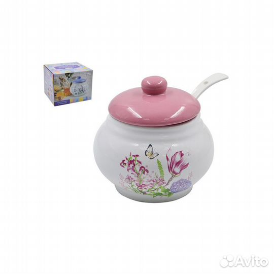 Сахарница 660 мл Бабочка с ложкой