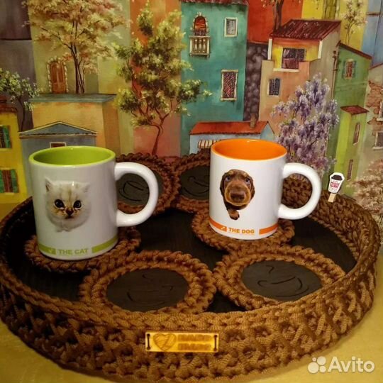 Поднос с подстаканниками. Ручная работа