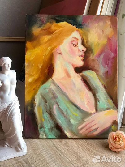 Картина маслом девушка сон нега масло холст