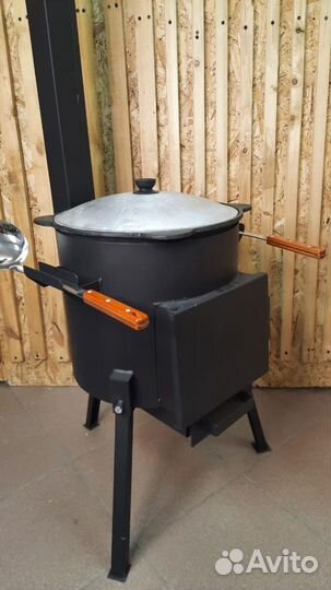 Казан 8л+ Печь с накладной Дверцей и Зольником + Ш