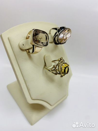 Кольцо. 875 проба со *. СССР. Корунд, раухтопаз