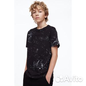 5 футболок H&M Patterned, черный