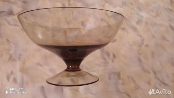 Ваза СССР на ножке + 2 стакана из цветного стекла