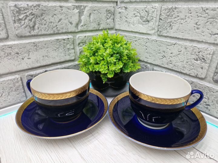 К.3754 Чайная пара лфз Кобальт позолота
