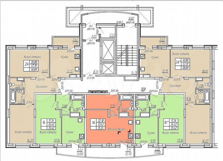 2-к. квартира, 60,2 м², 13/16 эт.