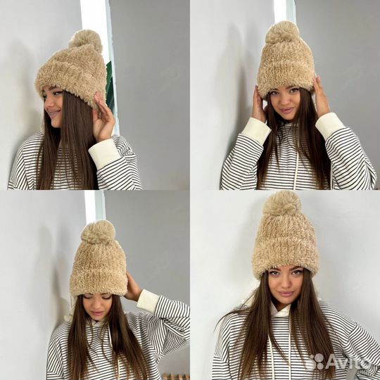 Шапка из альпаки на флисе новая