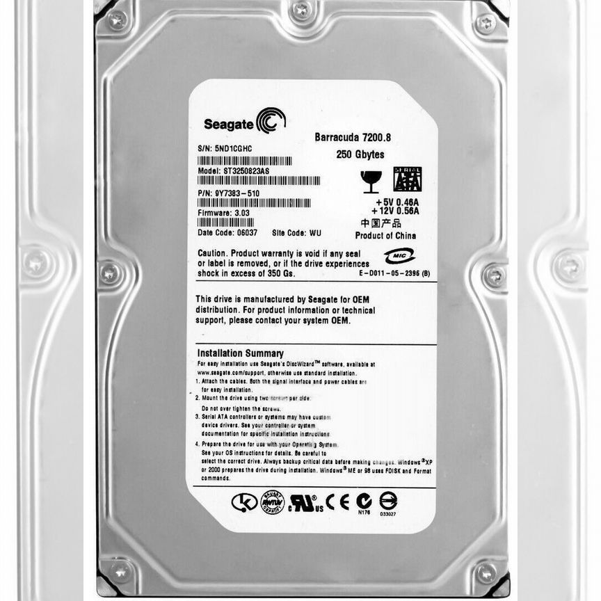[ST3250823AS] Жесткий Диск Seagate 250gb Sata3,5" St3250823as