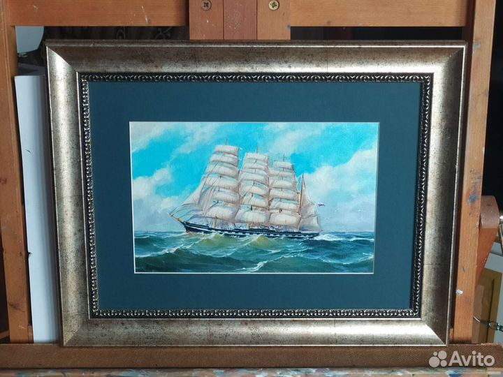 Картины маслом. Море. Парусник. Люди. Пейзаж