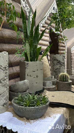 Бетонные кашпо, изделия из бетонна