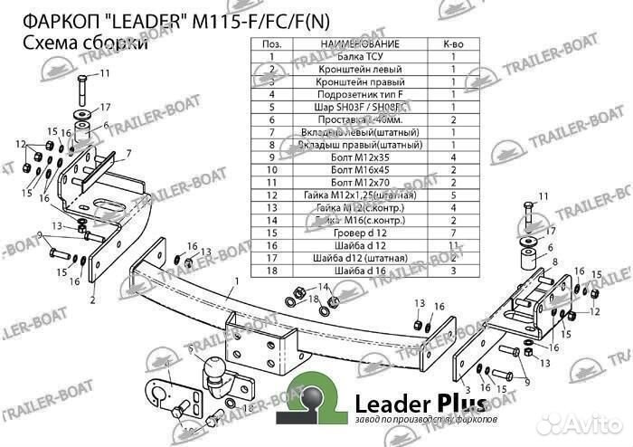 Фаркоп Mitsubishi Pajero Sport 2 2008-2016, рама и крюк шар 50 мм, 24737