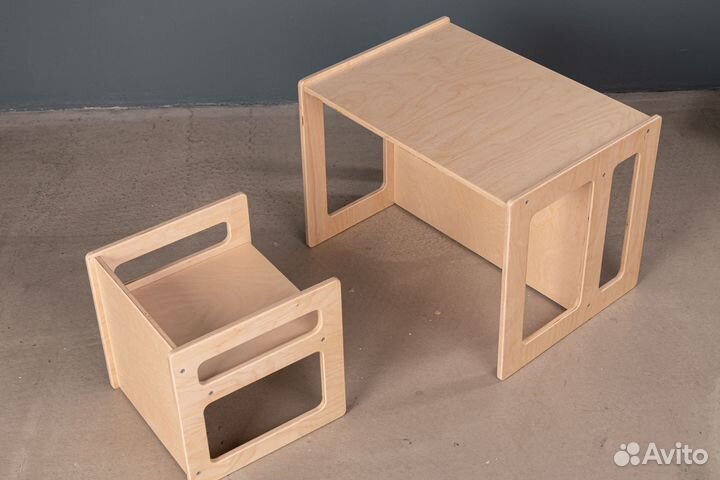 Детские растущие стол и стул / шлифованные