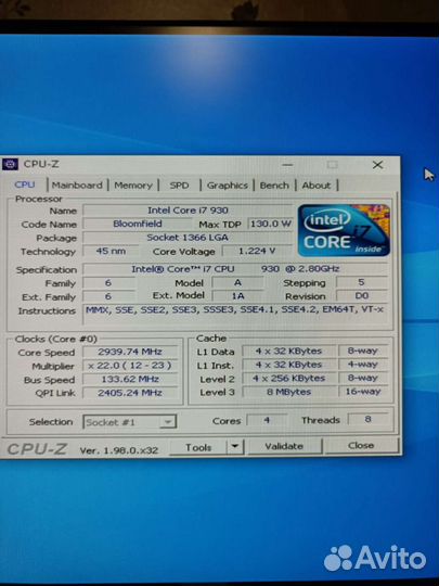 Intel core i7 930 2.8 Ghz LGA 1366