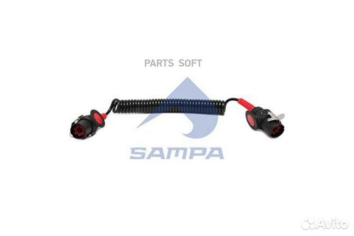 Кабель спиральный ABS 5/5 полюсов,Lmax 3500.пласт, с 2 штекерами 24V\