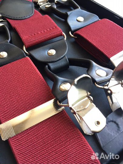 Новые Бордовые мужские подтяжки на рост 158-188 см