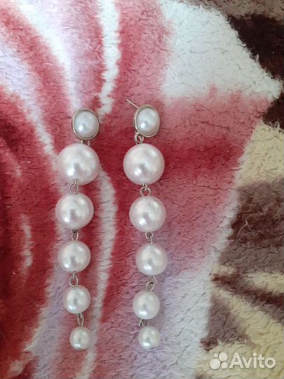 Серьги висячие бижутерия