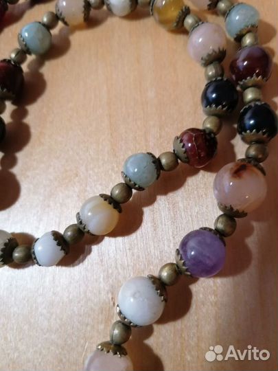 Бусы 58см из натуральных камней Винтаж 50е Индия