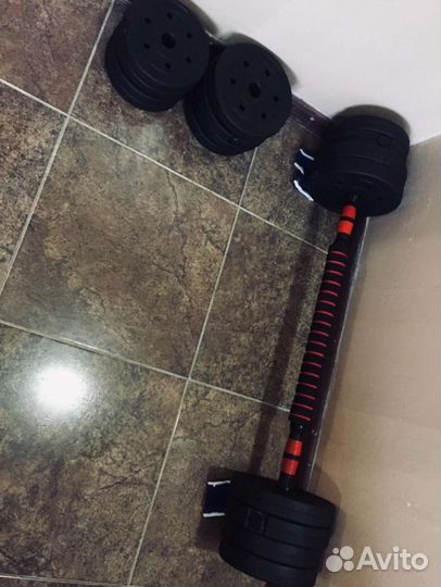 Гантели 2шт по 15кг + Штанга. Набор 30кг