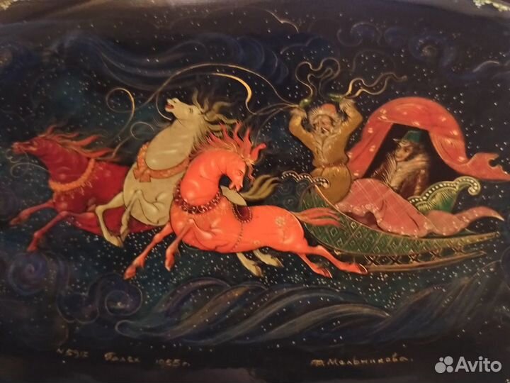 Шкатулка палех авт.Ф.Мельникова 1955г