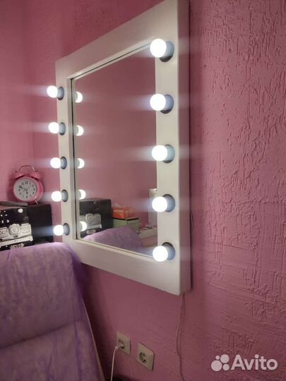 Гримерное зеркало с лампочками бу