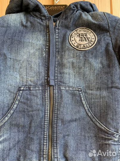 Джинсовая утеплённая куртка детская 98