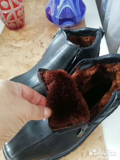 Ботинки на змейках муж новые кожаные зимние 41р