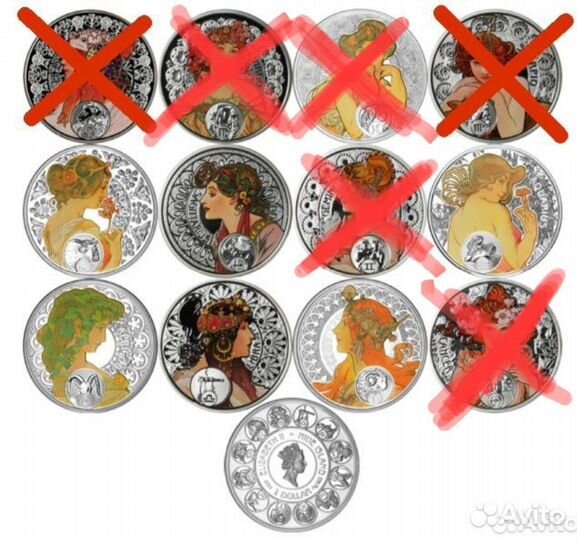 Монета серебро 925 Знаки зодиака 1 доллар ниуэ