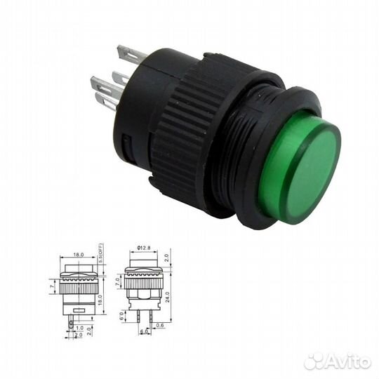 1 шт Кнопочный переключатель R16-503AD-G Lock 250