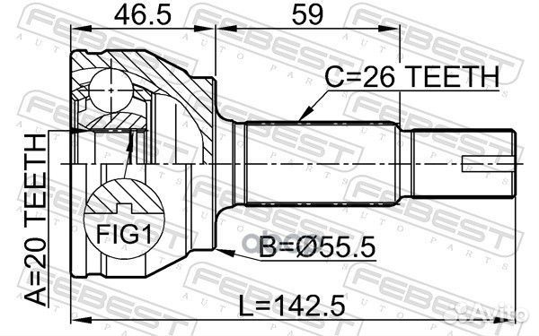 ШРУС наружный 20X55.5X26 toyota yaris 05- 0110K