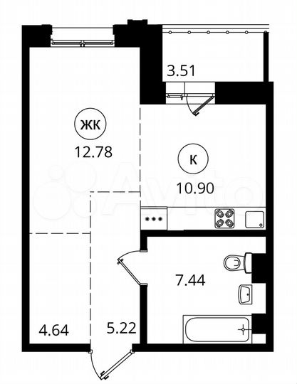 1-к. квартира, 43 м², 13/19 эт.