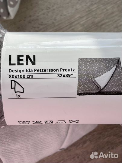 Детское одеяло плед муслин LEN IKEA