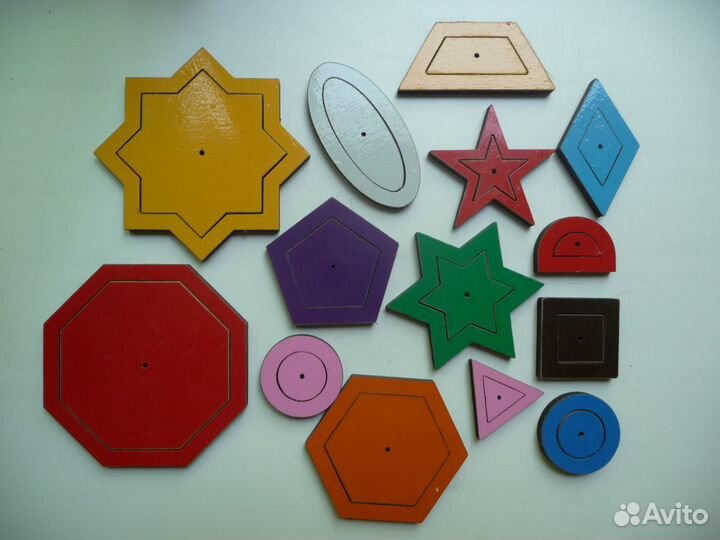 Деревянные геометрические фигуры для развития пазл