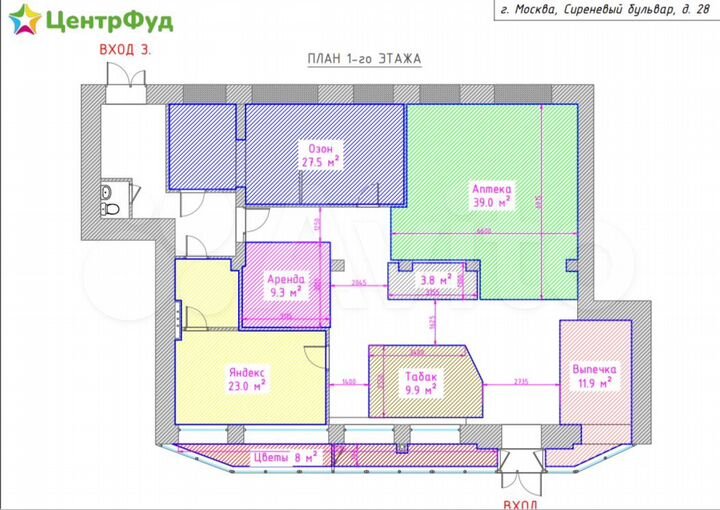 Торговая площадь 3.8 м² в эко-гастрономе