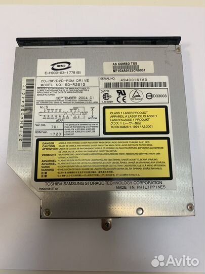 CD-RW/DVD-ROM для ноутбука atapi toshiba samsung