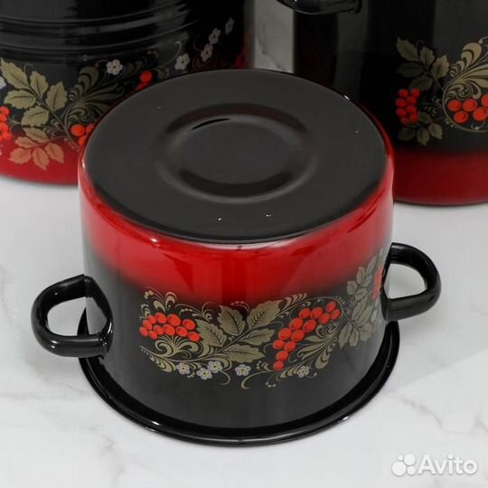 Набор кастрюль 'Рябинка', 3 предмета 3,5/5,5/8 л