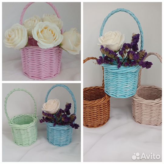 Корзина плетеная из бумажной лозы