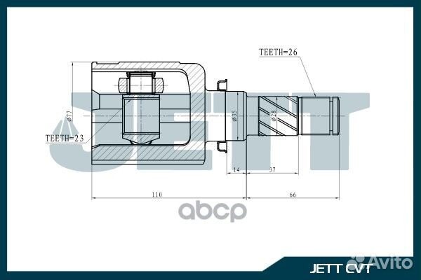 Шрус внутренний v40-4080 jett 257 mzilm3A2 V404080