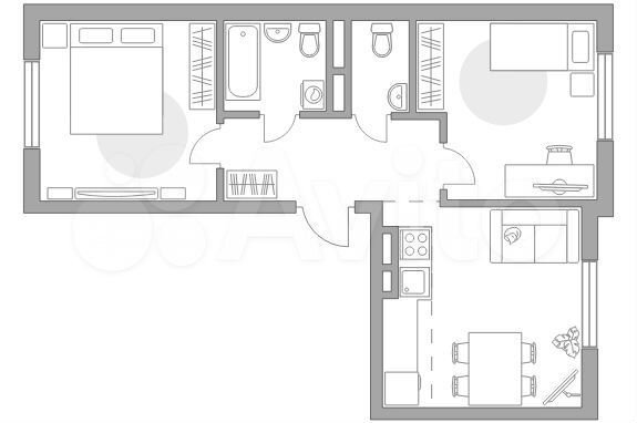 3-к. квартира, 53,5 м², 5/5 эт.