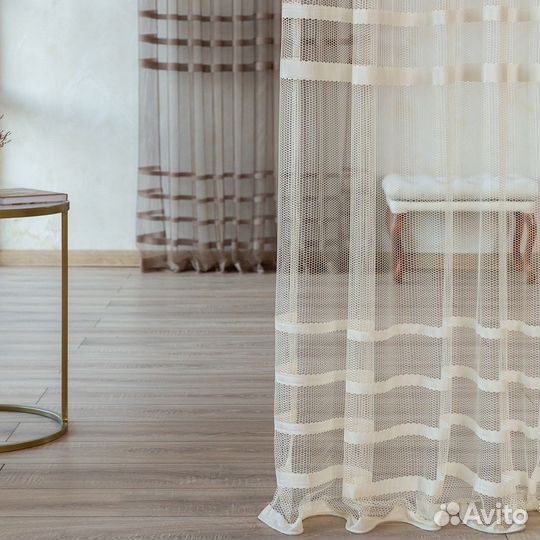 Крупная сетка тюль Фрида Айвори