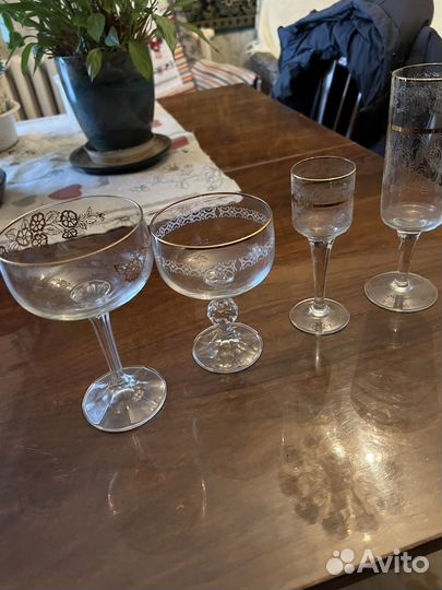 Рюмки, бокалы СССР (Bohemia), кувшин с бокалами