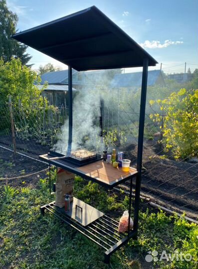 Мангал с крышей в стиле Лофт