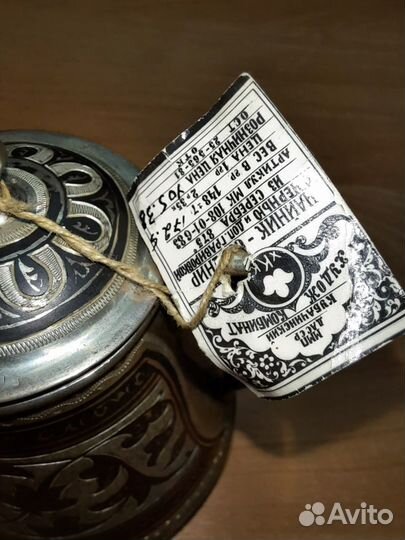 Серебряный чайник с чернью и биркой, новый