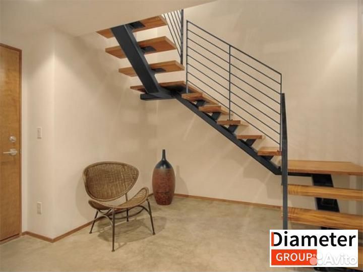 Установка Г образной лестницы с поворотом