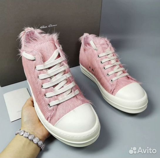 Кеды Rick Owens Ramones Pony Hair Кожаные