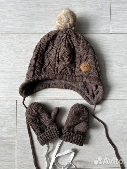 Шапка и варежки H&M 74/80