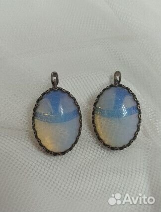 Серьги лунный камень