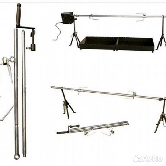 Вертел 2м + эл.двигатель 60кг +стойки для вертела