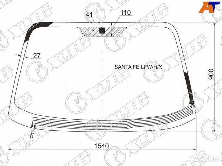 Лобовое стекло на Hyundai Santa Fe 1. 00-12г