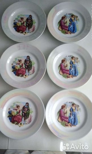 Тарелки сервировочные,чашки, набор 6 шт